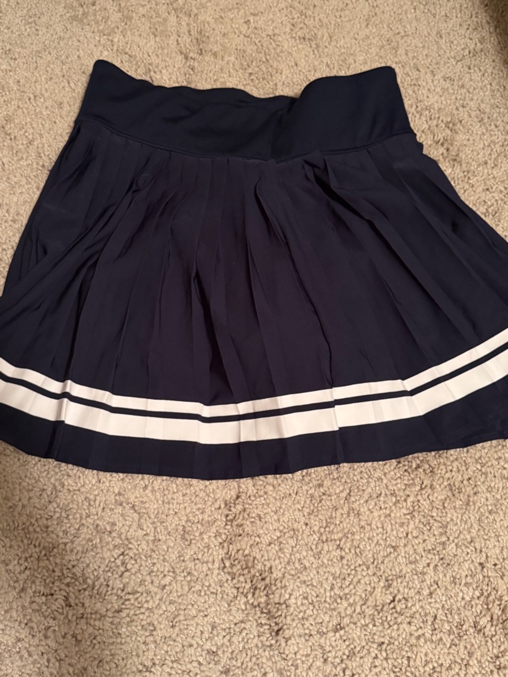 Sincerely Jules Active Navy Pleated Tennis Skirt with White Stripe